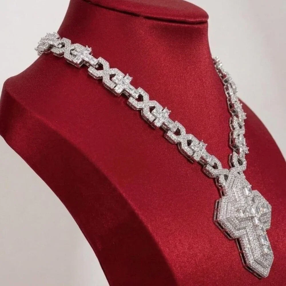 Men Silver Cross Necklace 20inch